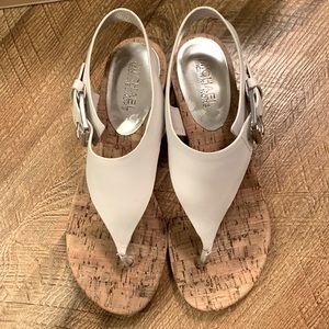 Michael Kors White London Thong leather sandal.